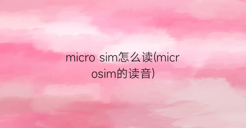 “microsim怎么读(microsim的读音)